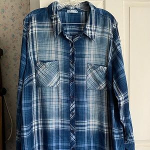 Dressbarn Westport Blue Plaid Button Down